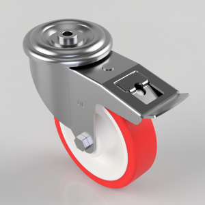 Polyurethane Nylon Bolt Hole Swivel Castor Brake 150mm 350kg Load