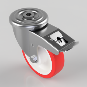 Polyurethane Nylon Bolt Hole Swivel Castor Brake 150mm 500kg Load