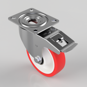 Polyurethane Nylon Plate Swivel Castor Brake 150mm 400kg Load