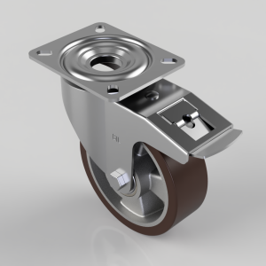Polyurethane Aluminium Plate Swivel Castor Brake 150mm 400kg Load