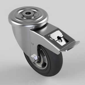 Elastic Rubber on Aluminium Plate Bolt Hole Swivel Castor Brake 150mm 250kg Load