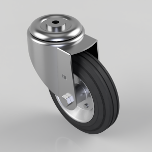 Black Rubber Pressed Steel Bolt Hole Swivel Castor 160mm 140kg Load