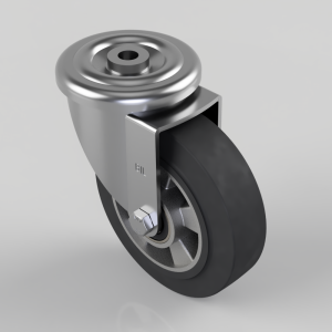 Elastic Rubber on Aluminium Bolt Hole Swivel Castor 160mm 400kg Load