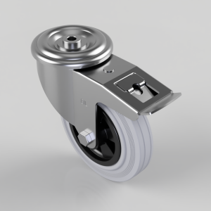 Grey Rubber Polypropylene Bolt Hole Swivel Castor Brake 160mm 140kg