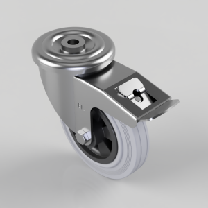 Grey Rubber Polypropylene Bolt Hole Swivel Castor Brake 160mm 140kg