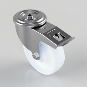Nylon Bolt Hole Swivel Castor Brake 160mm 350kg Load