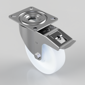 Nylon Plate Swivel Castor Brake 160mm 400kg Load