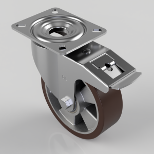 Polyurethane Aluminium Plate Swivel Castor Brake 160mm 400kg Load