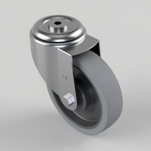 Soft Grey Rubber Bolt Hole Swivel Castor 160mm 200kg Load