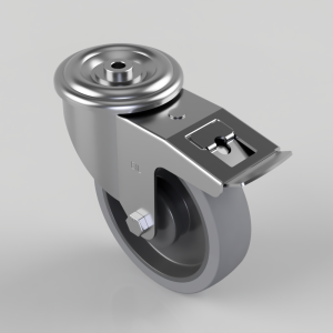 Soft Grey Rubber Bolt Hole Swivel Castor Brake 160mm 200kg Load