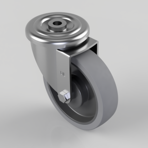 Soft Grey Rubber Bolt Hole Swivel Castor 160mm 200kg Load