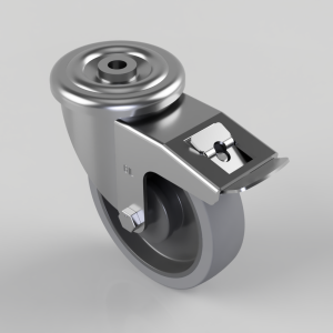 Soft Grey Rubber Bolt Hole Swivel Castor Brake 160mm 200kg Load
