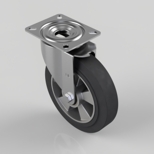 Elastic Rubber on Aluminium Plate Swivel Castor 200mm 400kg Load
