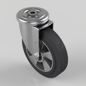 Elastic Rubber on Aluminium Bolt Hole Swivel Castor 200mm 500kg Load