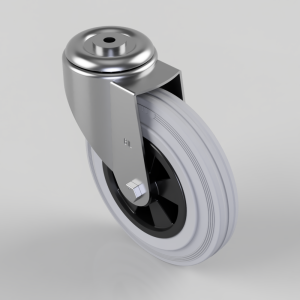 Grey Rubber Polypropylene Bolt Hole Swivel Castor 200mm 205kg Load