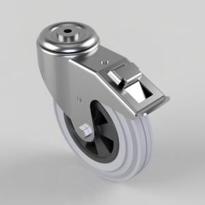 Grey Rubber Polypropylene Bolt Hole Swivel Castor Brake 200mm 205kg