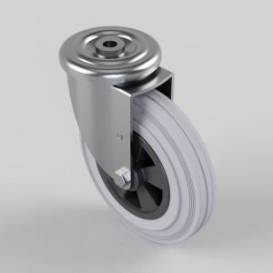 Grey Rubber Polypropylene Bolt Hole Swivel Castor 200mm 205kg Load