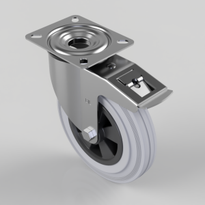 Grey Rubber Polypropylene Plate Swivel Castor Brake 200mm 205kg Load
