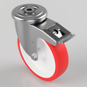 Polyurethane Nylon Bolt Hole Swivel Castor Brake 200mm 500kg Load