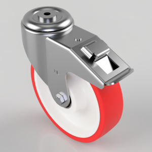 Polyurethane Nylon Bolt Hole Swivel Castor Brake 200mm 350kg Load