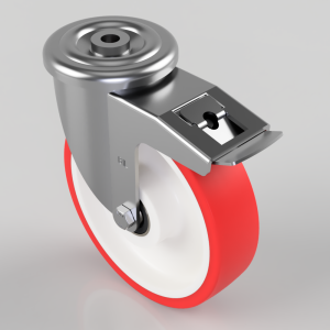 Polyurethane Nylon Bolt Hole Swivel Castor Brake 200mm 500kg Load