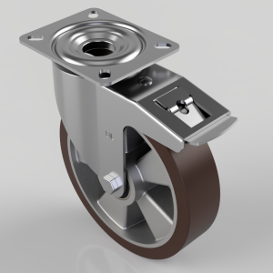 Polyurethane Aluminium Plate Swivel Castor Brake 200mm 400kg Load
