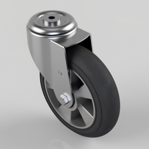 Elastic Rubber on Aluminium Bolt Hole Swivel Castor 200mm 350kg Load