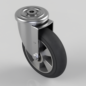 Elastic Rubber on Aluminium Bolt Hole Swivel Castor 200mm 380kg Load