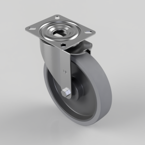 Soft Grey Rubber Plate Swivel Castor 200mm 220kg Load