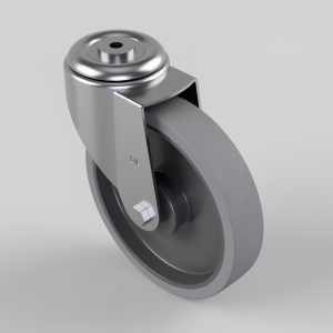Soft Grey Rubber Bolt Hole Swivel Castor 200mm 220kg Load