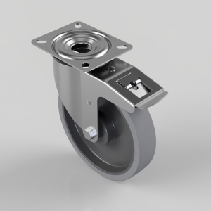 Soft Grey Rubber Plate Swivel Castor Brake 200mm 220kg Load
