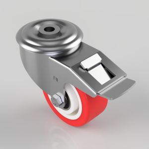 Polyurethane Nylon Bolt Hole Swivel Castor Brake 80mm 150kg Load