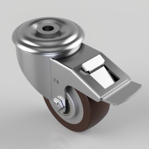 Polyurethane Aluminium Bolt Hole Swivel Castor Brake 80mm 150kg Load