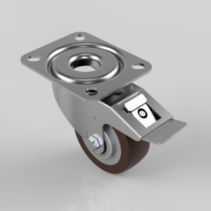 Polyurethane Aluminium Plate Swivel Castor Brake 80mm 150kg Load