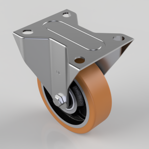 Polyurethane Cast Iron Plate Fixed Castor 100mm 180kg Load