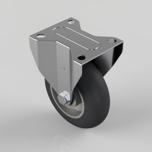 Black Soft Elastic Rubber Plate Fixed Castor 125mm 200kg Load