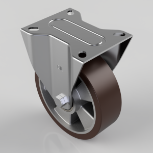 Polyurethane Aluminium Plate Fixed Castor 160mm 400kg Load