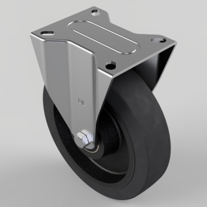 Elastic Rubber Cast Iron Plate Fixed Castor 200mm 400kg Load