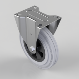 Grey Rubber Polypropylene Plate Fixed Castor 200mm 205kg Load