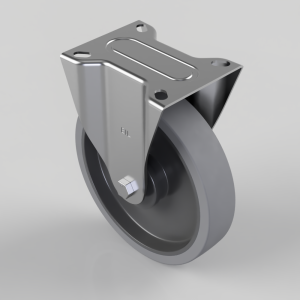 Soft Grey Rubber Plate Fixed Castor 200mm 220kg Load