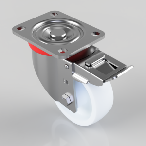 Nylon Plate Swivel Castor Brake 125mm 750kg Load