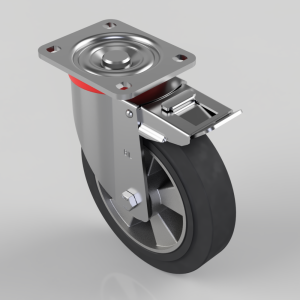 Elastic Rubber on Aluminium Plate Swivel Castor Brake 200mm 500kg Load