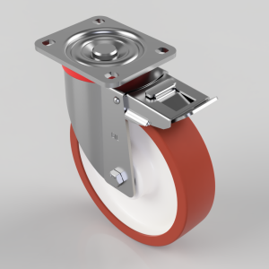 Polyurethane Nylon Plate Swivel Castor Brake 200mm 750kg Load