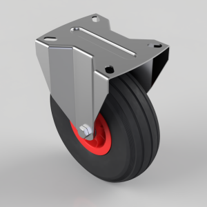 Puncture Proof Polyurethane Plate Fixed Castor 260mm 150kg Load