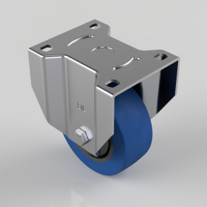 Blue Elastic Rubber 65Shore A Plate Fixed Castor 125mm 275kg Load