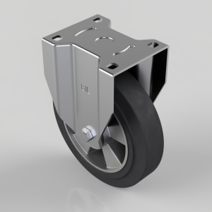 Elastic Rubber on Aluminium Plate Fixed Castor 200mm 500kg Load