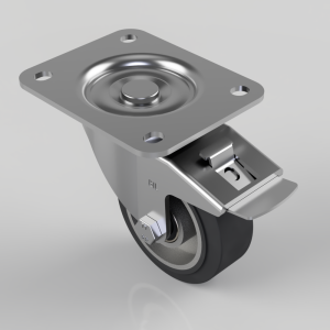Elastic Rubber on Aluminium Plate Swivel Castor Brake 100mm 200kg Load