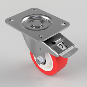 Polyurethane Nylon Plate Swivel Castor Brake 100mm 250kg Load