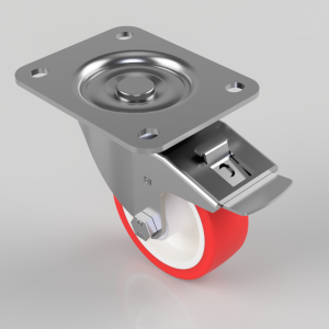 Polyurethane Nylon Plate Swivel Castor Brake 100mm 250kg Load