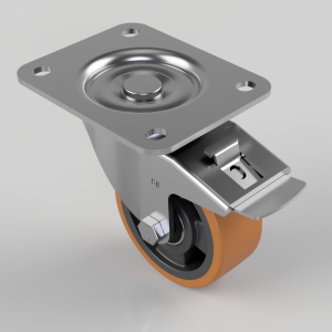 Polyurethane Nylon Plate Swivel Castor Brake 100mm 300kg Load